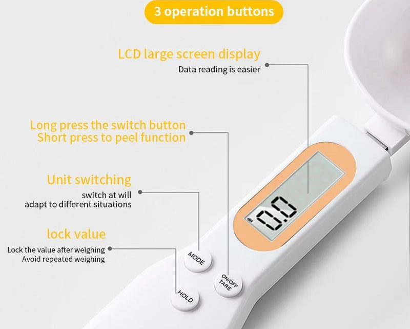Cyfrowa łyżka z wagą kuchenną do żywności
